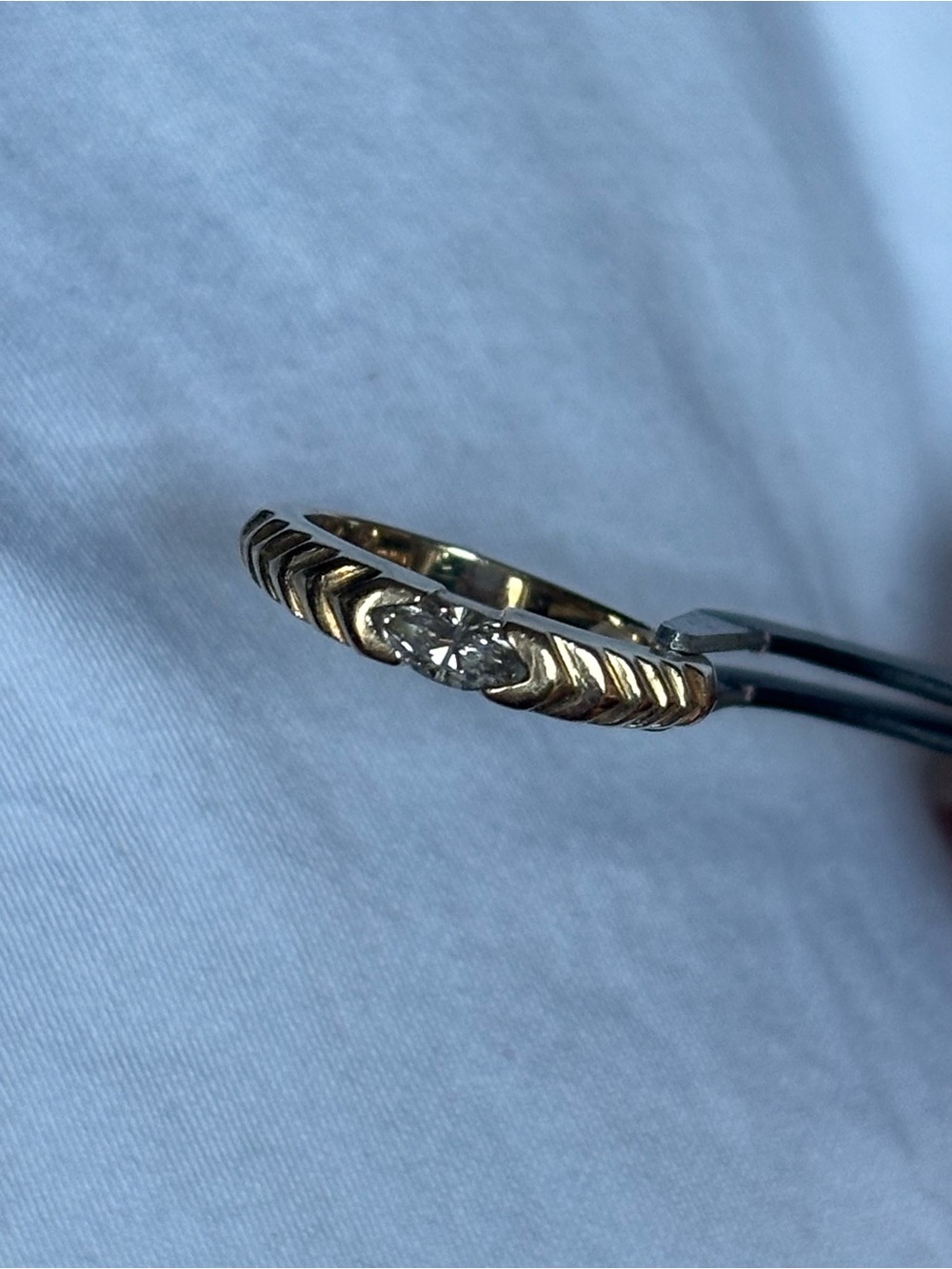 14k Gold & Natural Marquis Diamond Pinky Ring